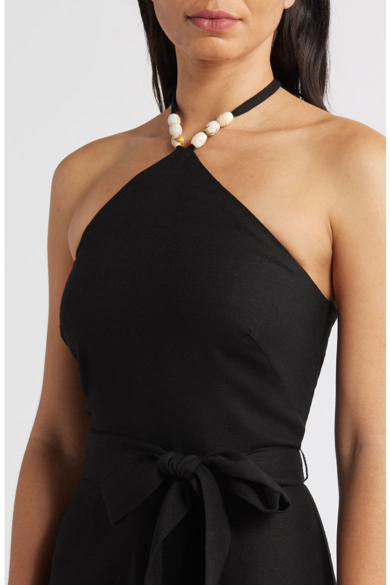 Halter Bead Strap Midi Dress, Alternate, color, BLACK NATURA