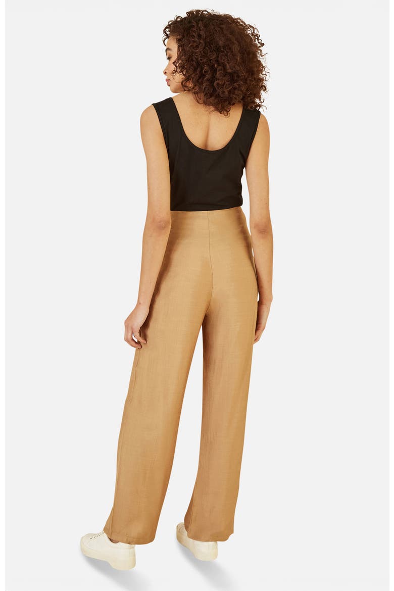 Buckle Detail Wide Leg Pants, Alternate, color, Brown