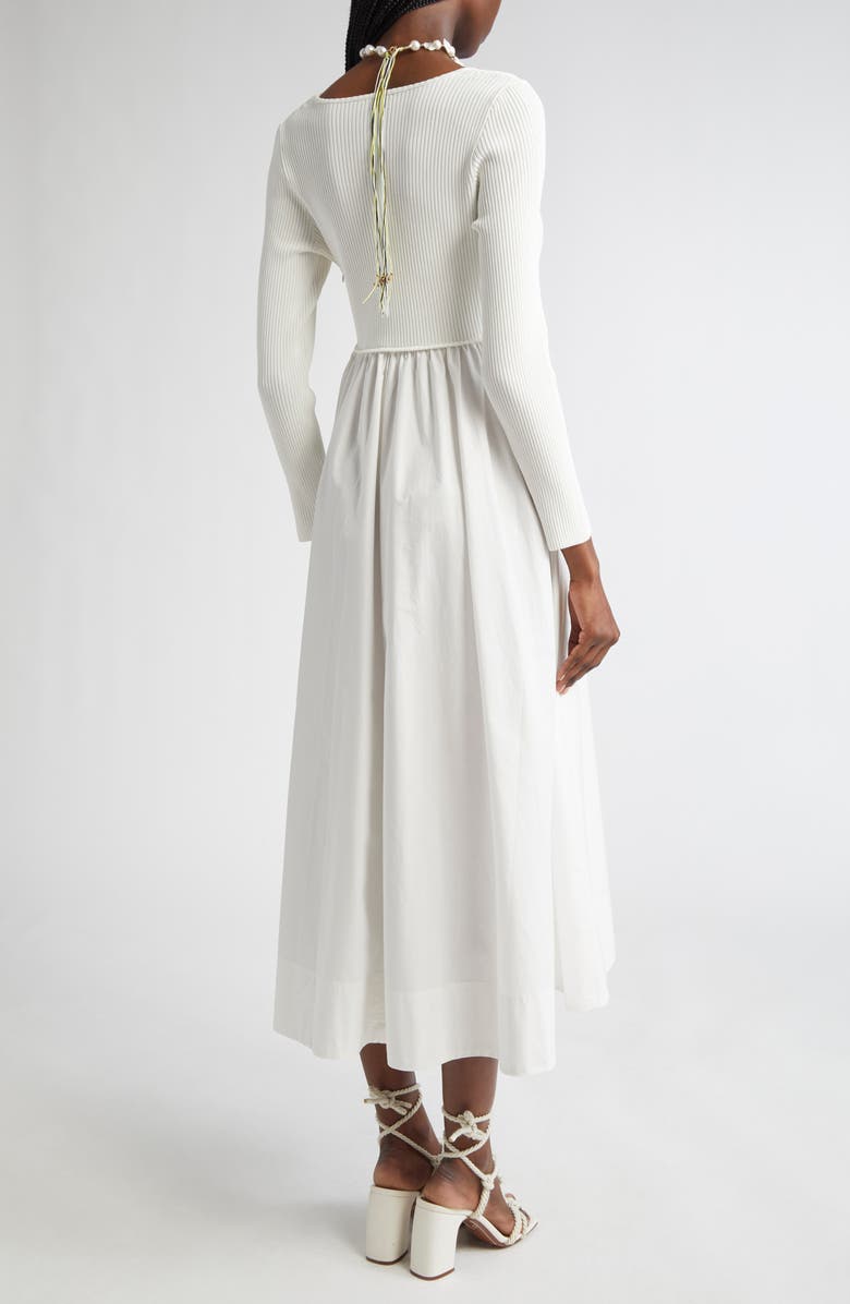 Zimmermann Scoop Neck Long Sleeve Jersey & Poplin Midi Dress, Alternate, color,
