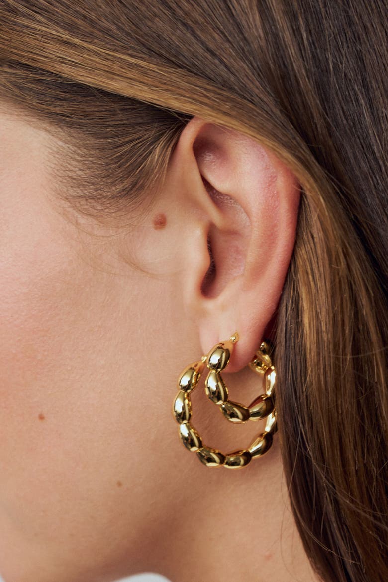 Earrings Goccia Cerchietto, Alternate, color, 18K Gold Plated