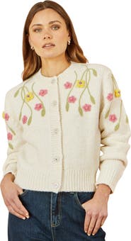 Yumi Hand Embroidered Flower Cardigan