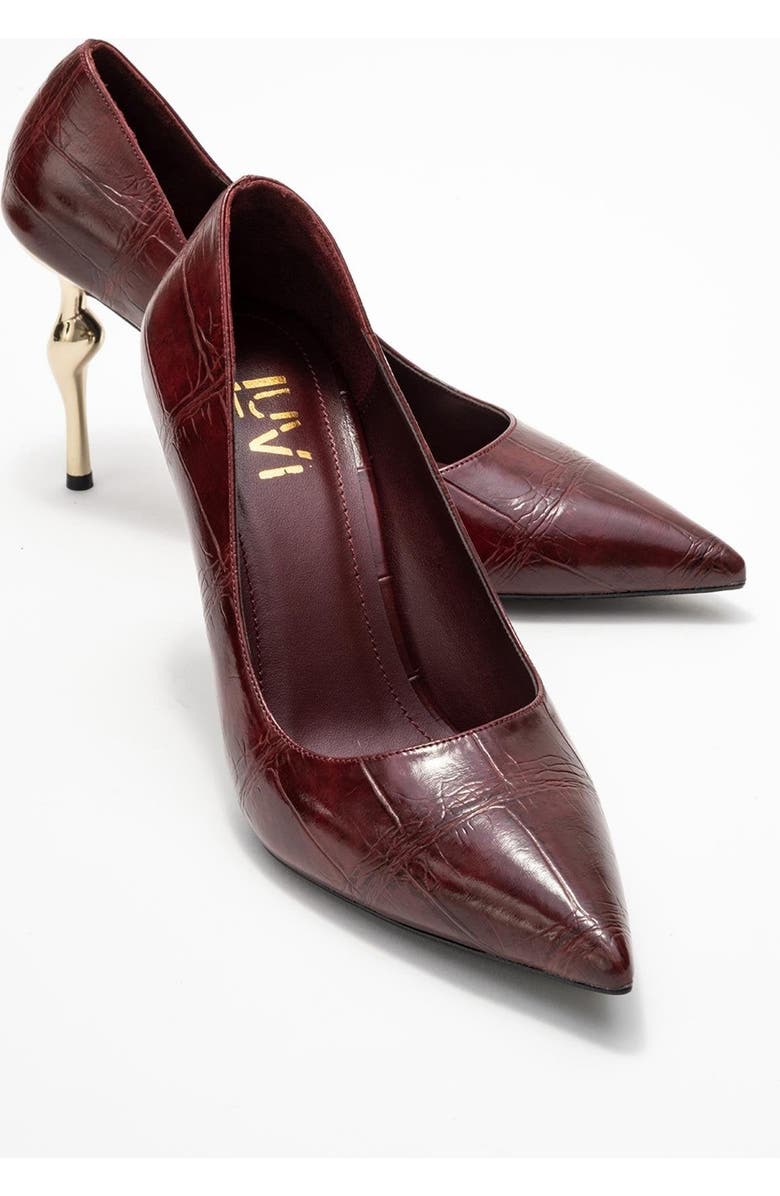 Prologue Shoes Hudson Pointed Toe Pump, Alternate, color, Burgundy Printed