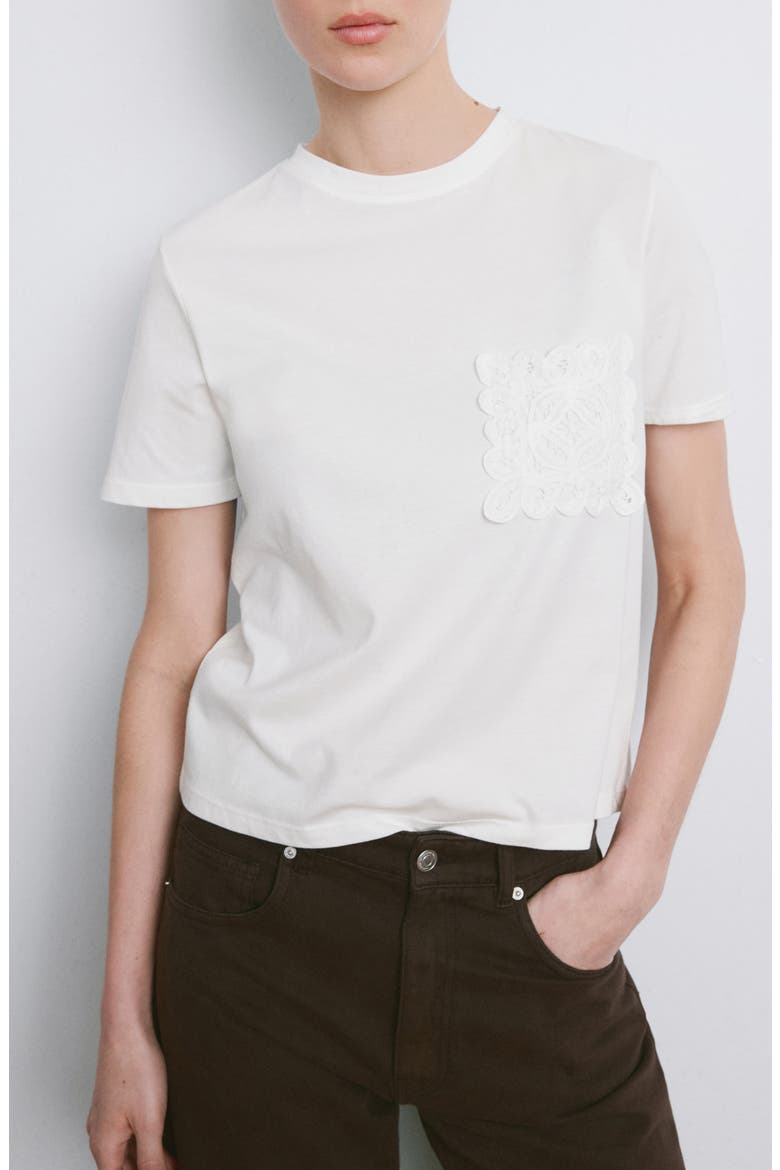 Embroidered Cotton T-Shirt, Main, color, OFF WHITE