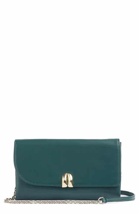 LK Bennett Aria Curve Flap Leather Clutch