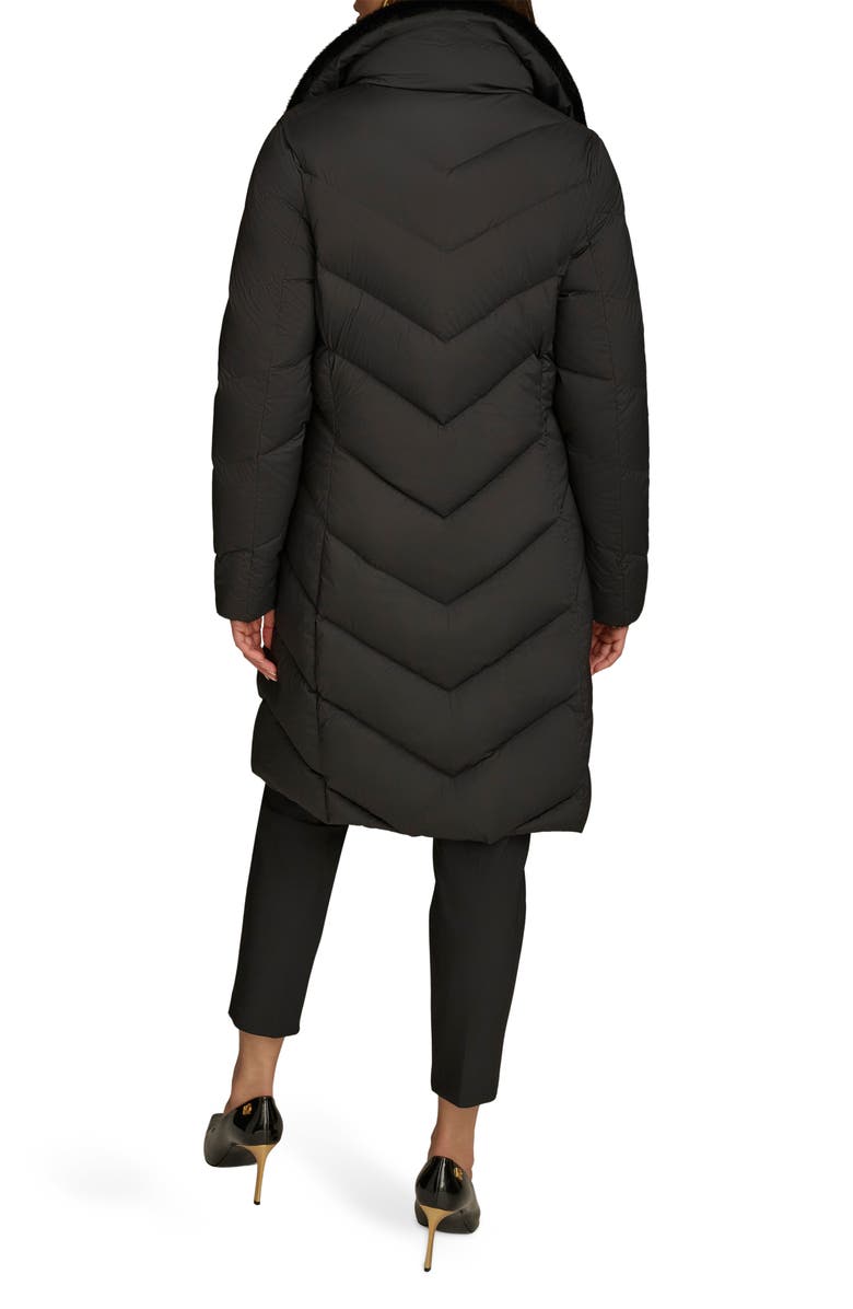Donna Karan New York Water Resistant Chevron Down Puffer Coat, Alternate, color, Black