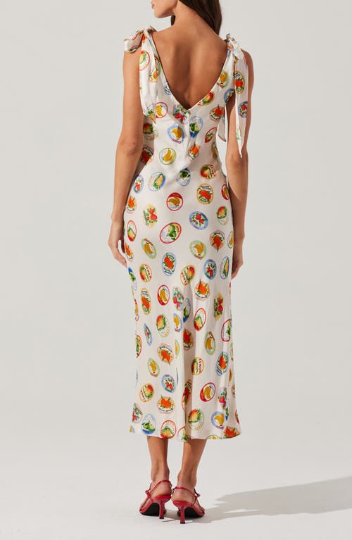 Astr The Label Allexina Printed Tie Shoulder Midi Dress In White