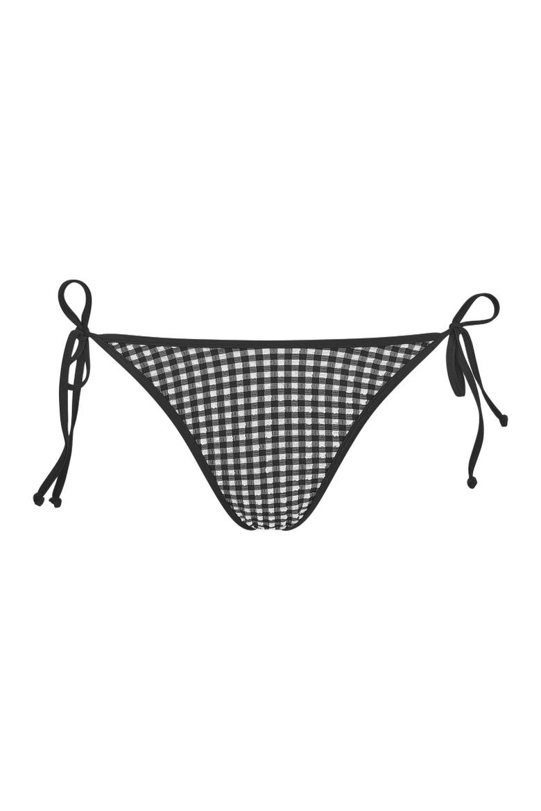 Cleo String-Tie Bikini Bottom, Alternate, color, Black/White