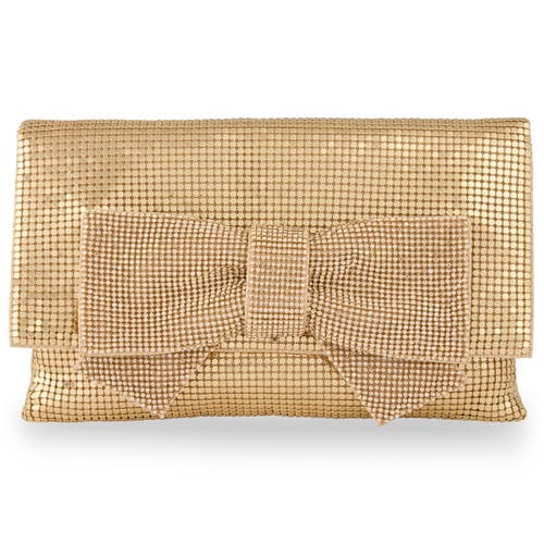 Whiting & Davis Gemma Crystal Bow Clutch In Gold