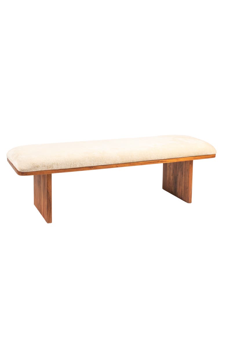 Olive Grove Rectangular Crushed Velvet Bench, Main, color, Ivory