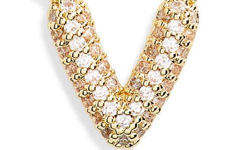 Leith Cubic Zirconia Initial Pendant Necklace In V- Clear- Gold