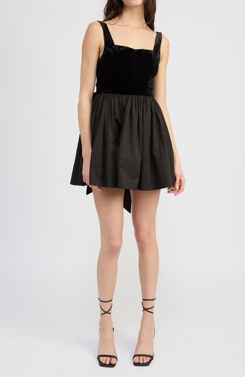 Mckenna Velvet & Poplin Minidress