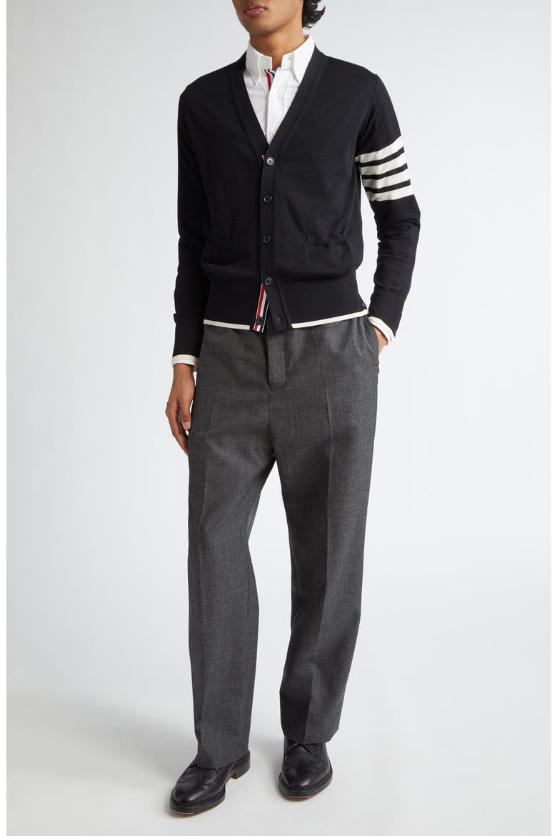 Virgin Wool Cardigan, Alternate, color, BLACK