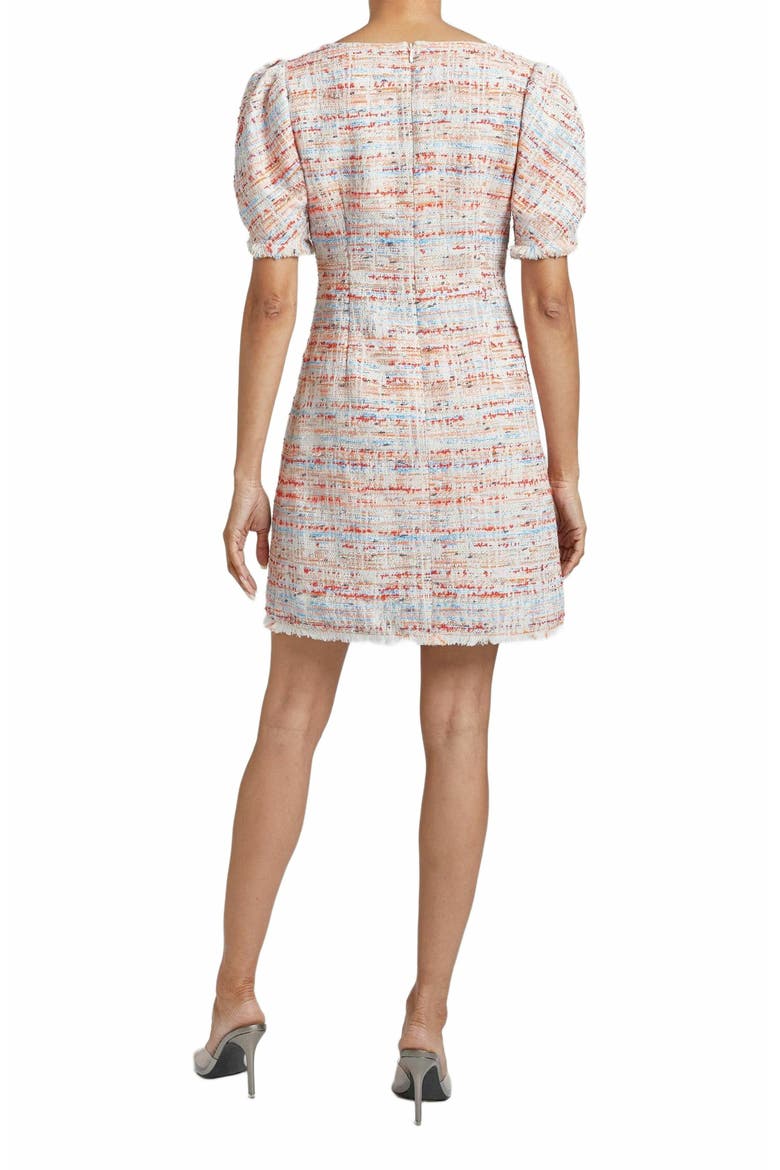 Bianca Tweed Shift Dress with Puff Sleeves, Alternate, color, SHELL