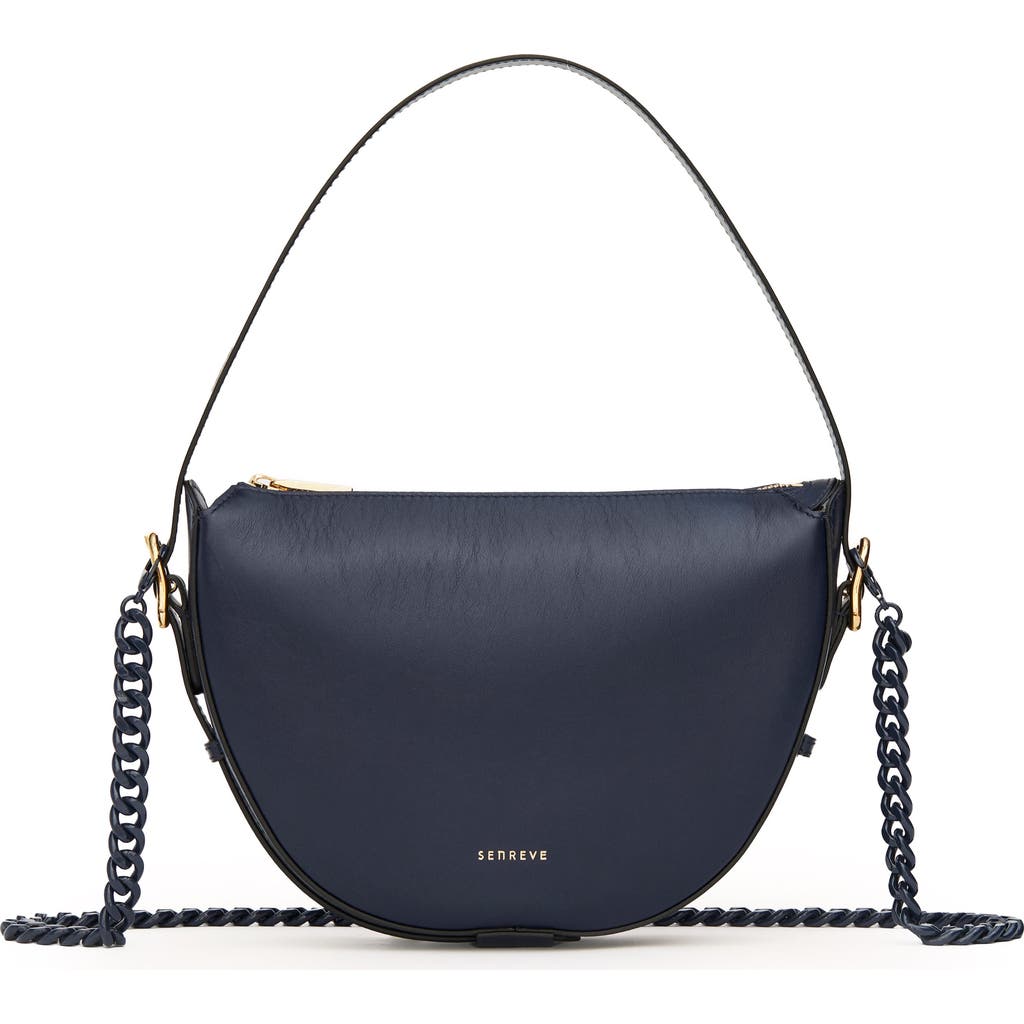Senreve Mini Fortuna Smooth Leather Convertible Crescent Shoulder Bag