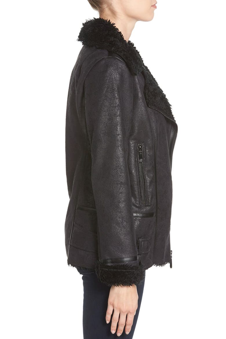 Faux Shearling Jacket, Alternate, color, BLACK