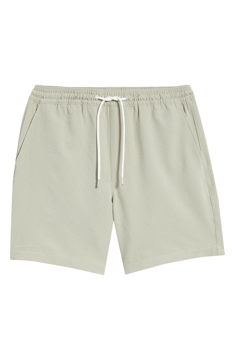 Nordstrom 7-Inch Seersucker Swim Trunks, Main, color, Green Seagrass