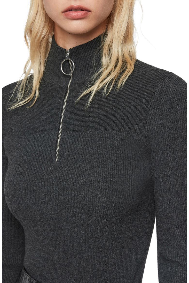 Lacey Half-Zip Turtleneck Sweater, Alternate, color, CHARCOAL GREY