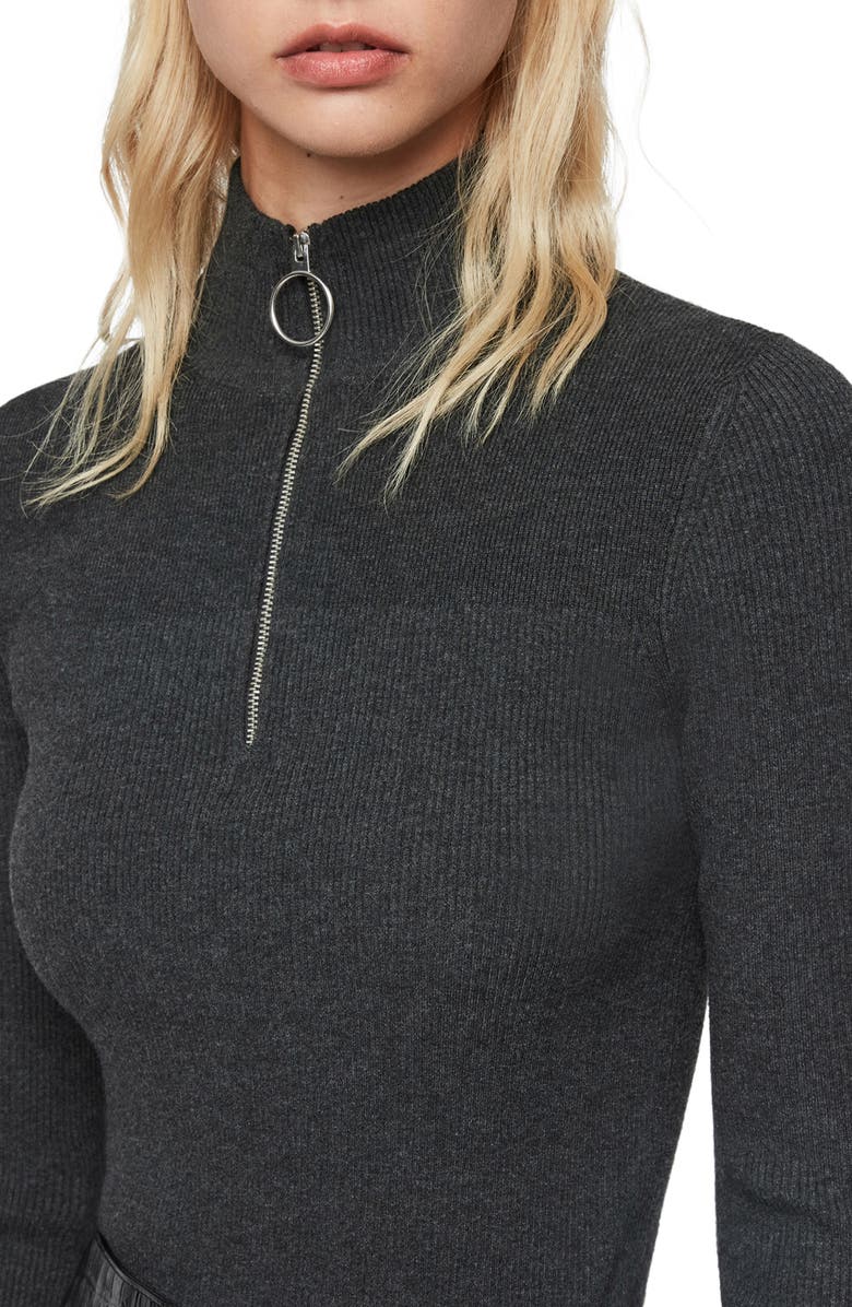 AllSaints Lacey Half-Zip Turtleneck Sweater, Alternate, color, 