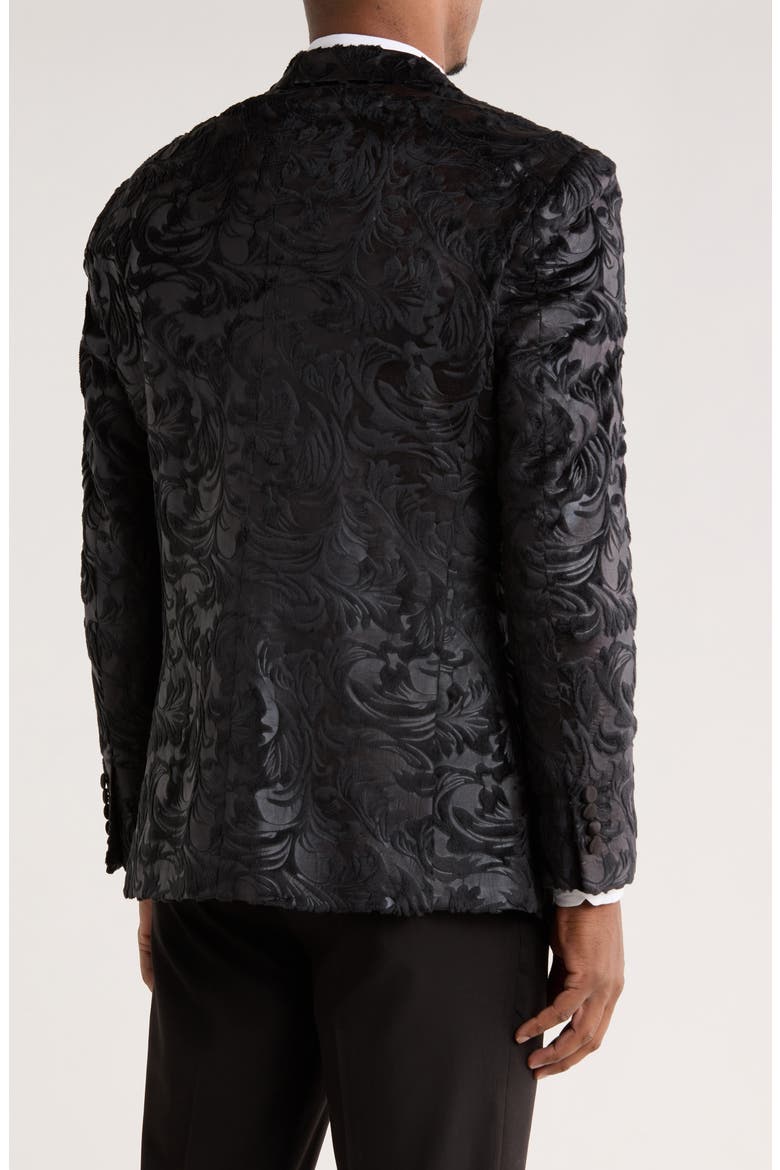 Paisley Notched Collar Sport Coat, Alternate, color, BLACK