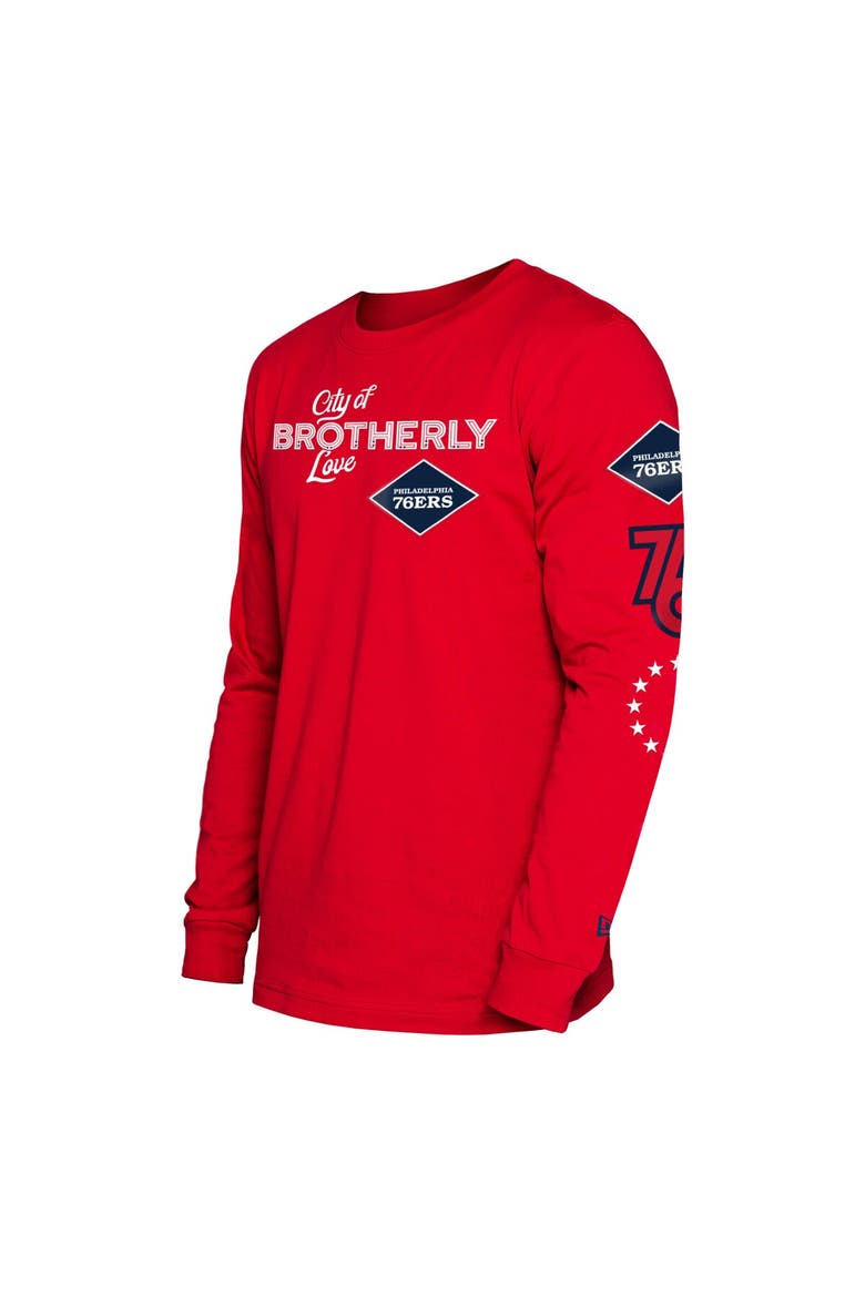 Men's New Era Red Philadelphia 76ers 2023/24 City Edition Long Sleeve T-Shirt, Alternate, color, Red