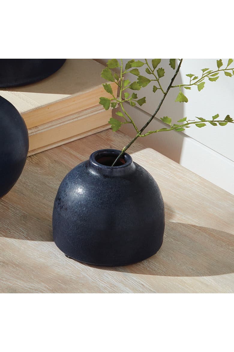 Studio Bud Vases, Set of 2 - Navy Terracotta, Handcrafted, Alternate, color, Blue