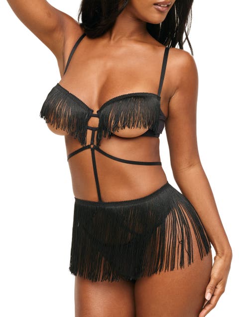Adore Me Neveah Fringe Playsuit Lingerie In Black
