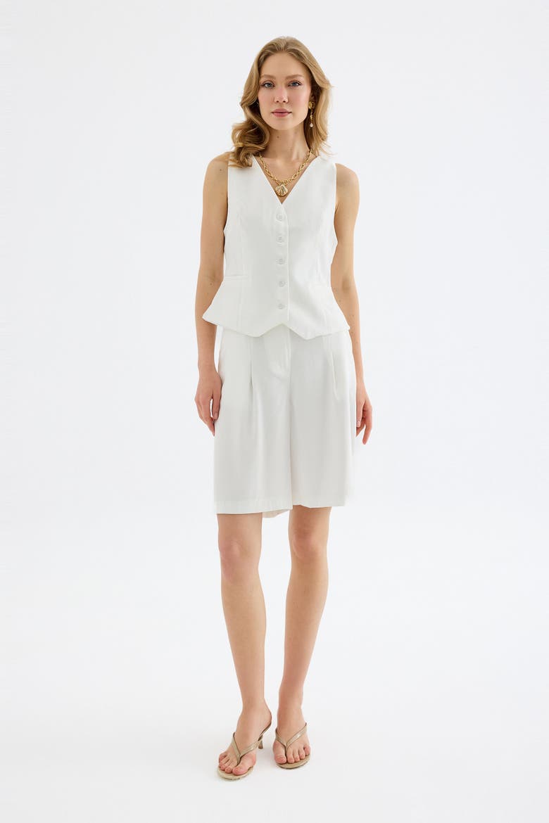 Vera Tencel Bermuda Shorts, Alternate, color, White