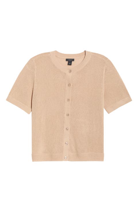 Short Sleeve Button-Up Sweater