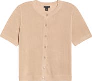 Halogen® Short Sleeve Button-Up Sweater