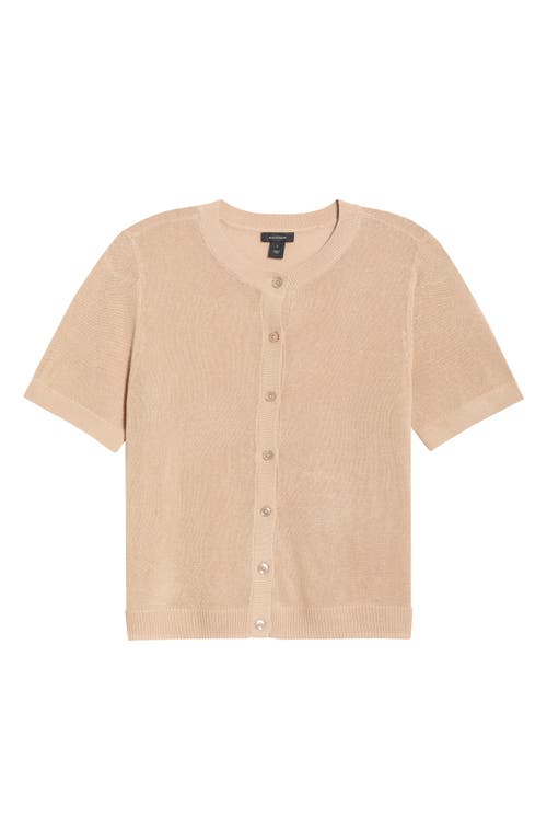 Halogenr Halogen(r) Short Sleeve Button-up Sweater In Brown