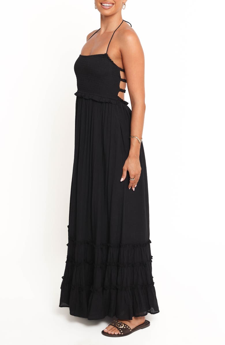 Petal & Pup Lysandra Smocked Halter Maxi Dress, Alternate, color, Black