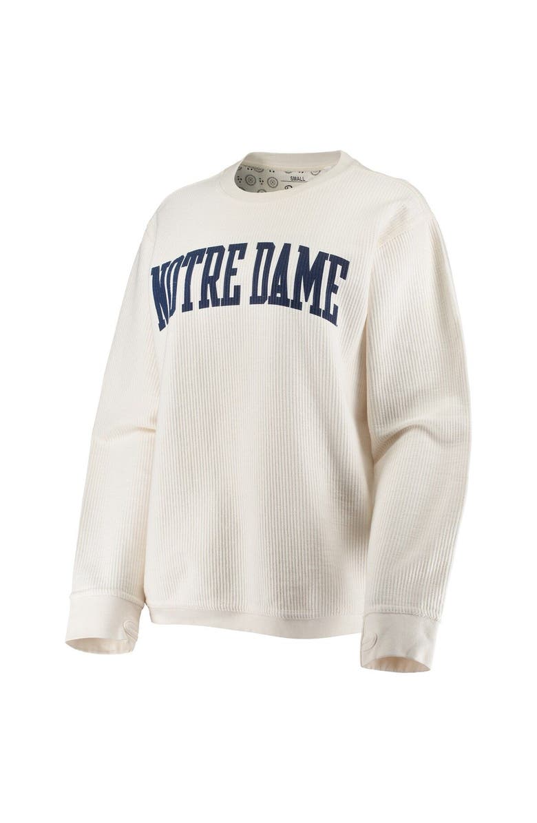 PRESSBOX Women's Pressbox White Notre Dame Fighting Irish Comfy Cord Vintage Wash Basic Arch Pullover Sweatshirt, Alternate, color,