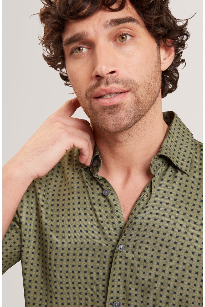 Allistr Check Short Sleeve Button-Up Shirt, Alternate, color, KHAKI