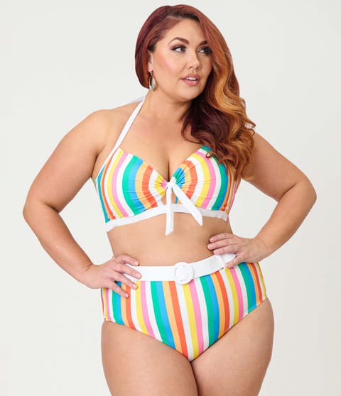 Plus Size High Waisted Belted Redondo Swim Bottoms