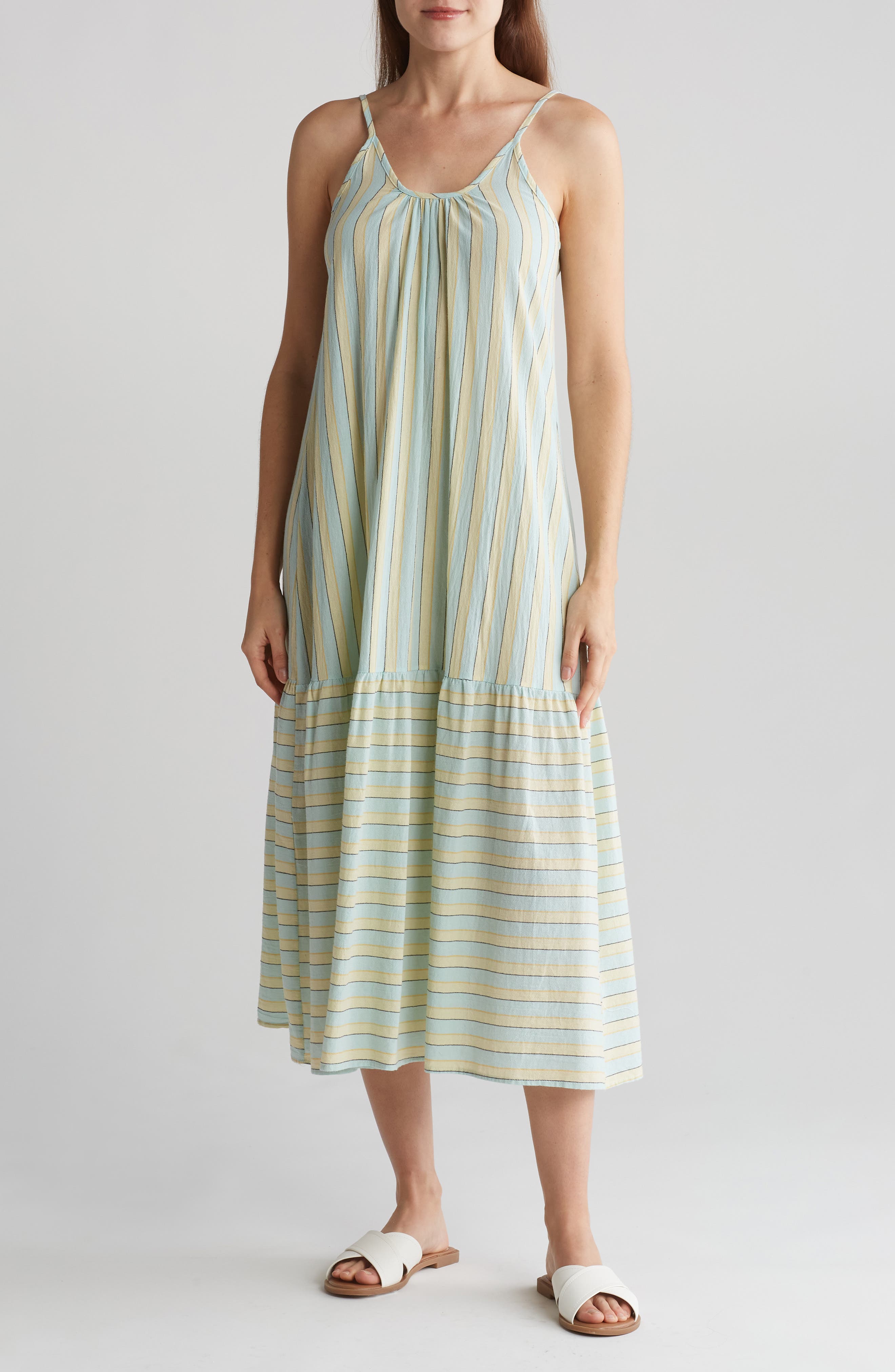 STITCHDROP Wave Goodbye Stripe Cotton Midi Dress (Women) | Nordstromrack