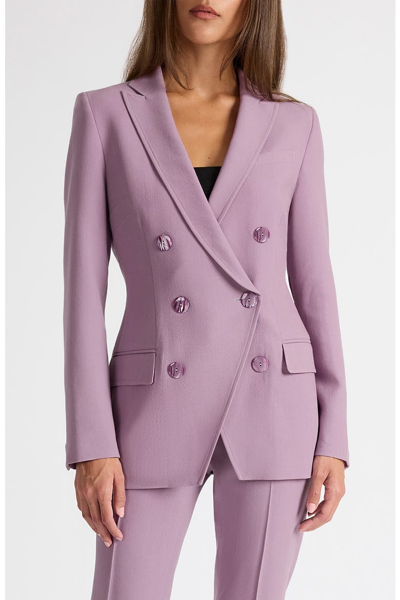 Paco Double-Breasted Six-Button Jacket in Wool Stretch, Main, color, DUSTY LILAC