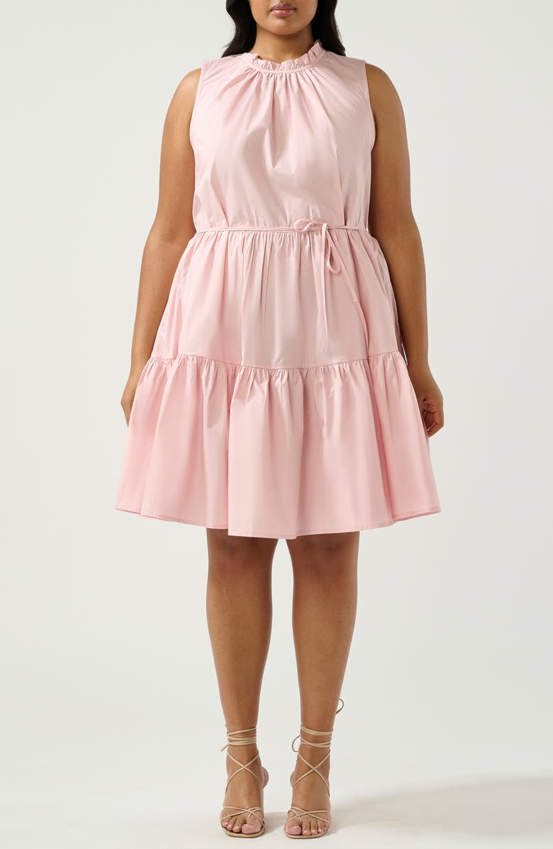 Estelle Rhodes Tiered Cotton Dress, Main, color, Blush