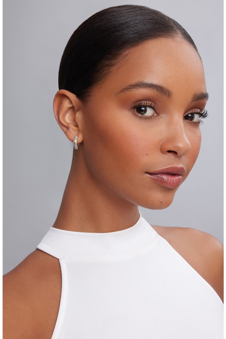 Embrace Diamond Huggie Hoop Earrings, Alternate, color, METALLIC