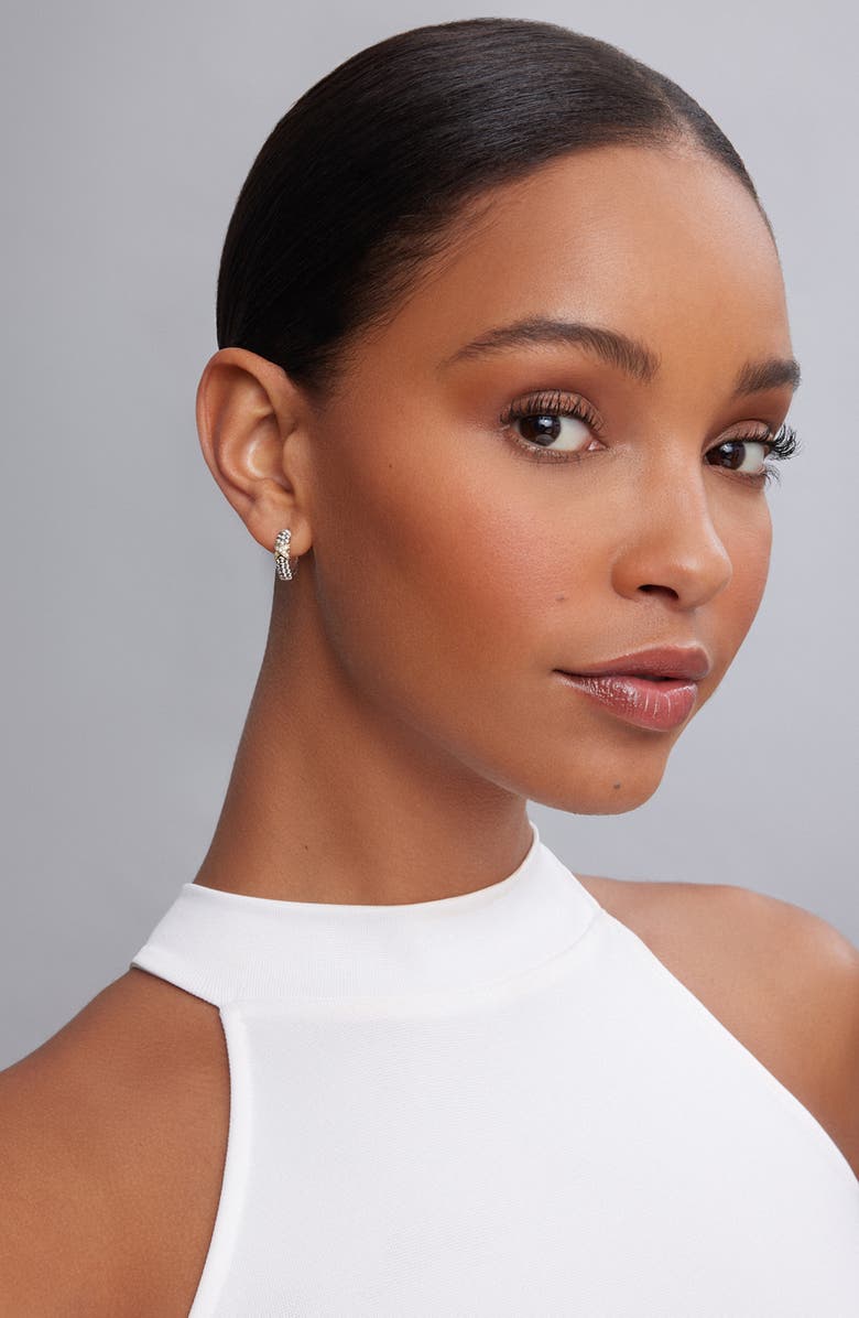 LAGOS Embrace Diamond Huggie Hoop Earrings, Alternate, color, Metallic