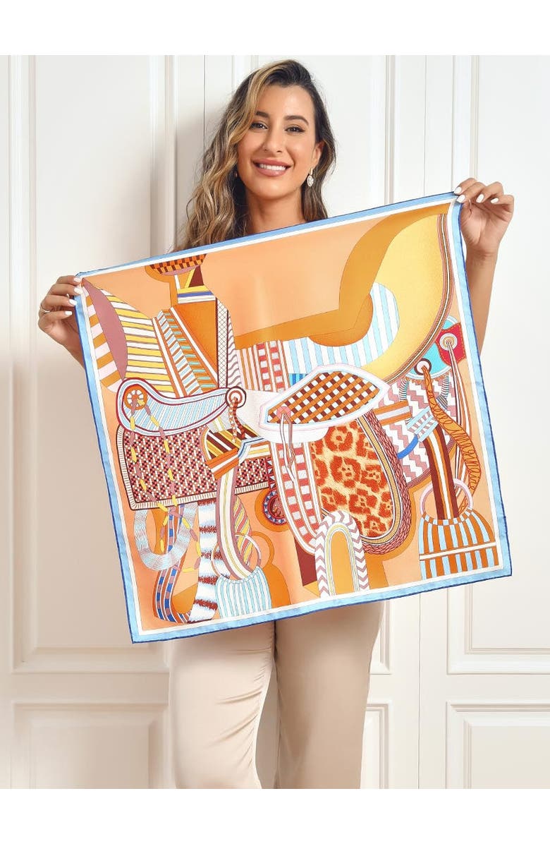 SILKSILKY Silk Printed Square Scarf, Main, color, 