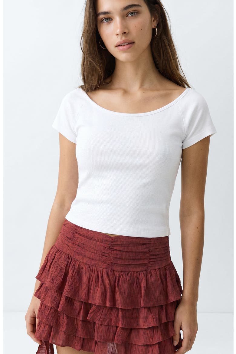 Ruffled Miniskirt, Alternate, color, BURNT ORANGE