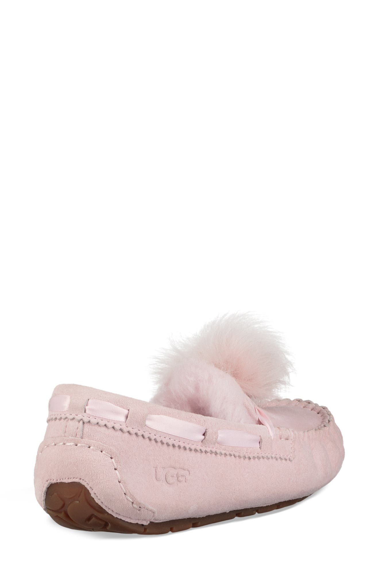 Dakota Genuine Shearling Pompom Slipper, Alternate, color, SEASHELL PINK