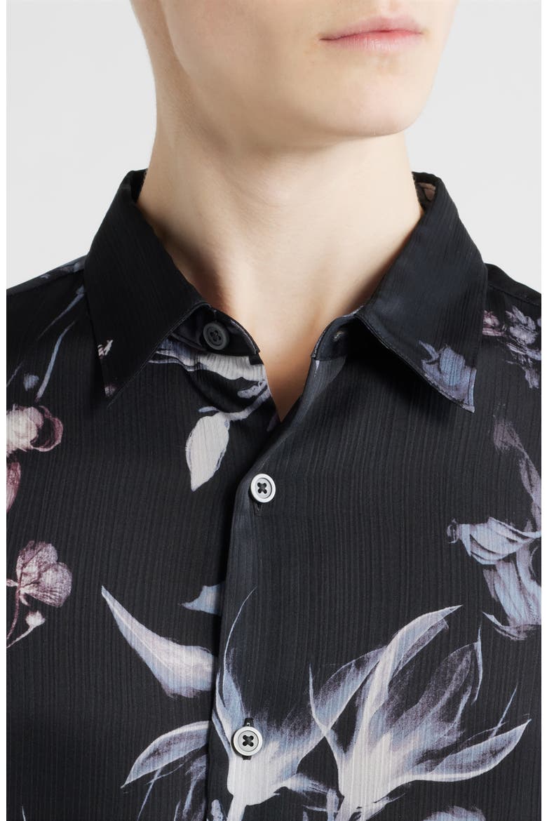 Oversize Floral Short Sleeve Button-Up Shirt, Alternate, color, BLACK INCANDESCENT FLORAL