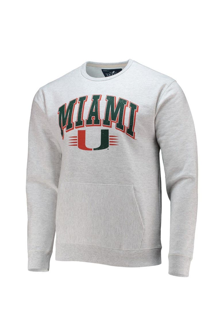 Men's League Collegiate Wear Heathered Gray Miami Hurricanes Upperclassman Pocket Pullover Sweatshirt, Alternate, color, Heather Gray