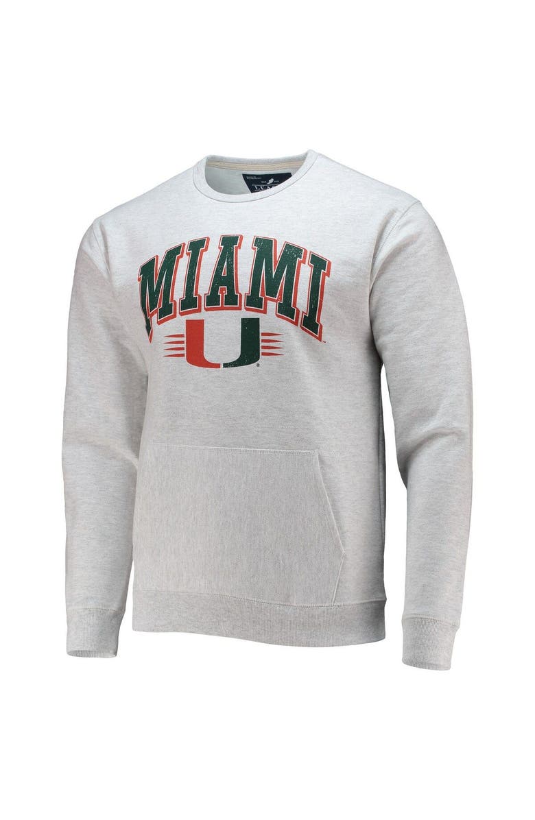 LEAGUE COLLEGIATE WEAR Men's League Collegiate Wear Heathered Gray Miami Hurricanes Upperclassman Pocket Pullover Sweatshirt, Alternate, color, Heather Gray