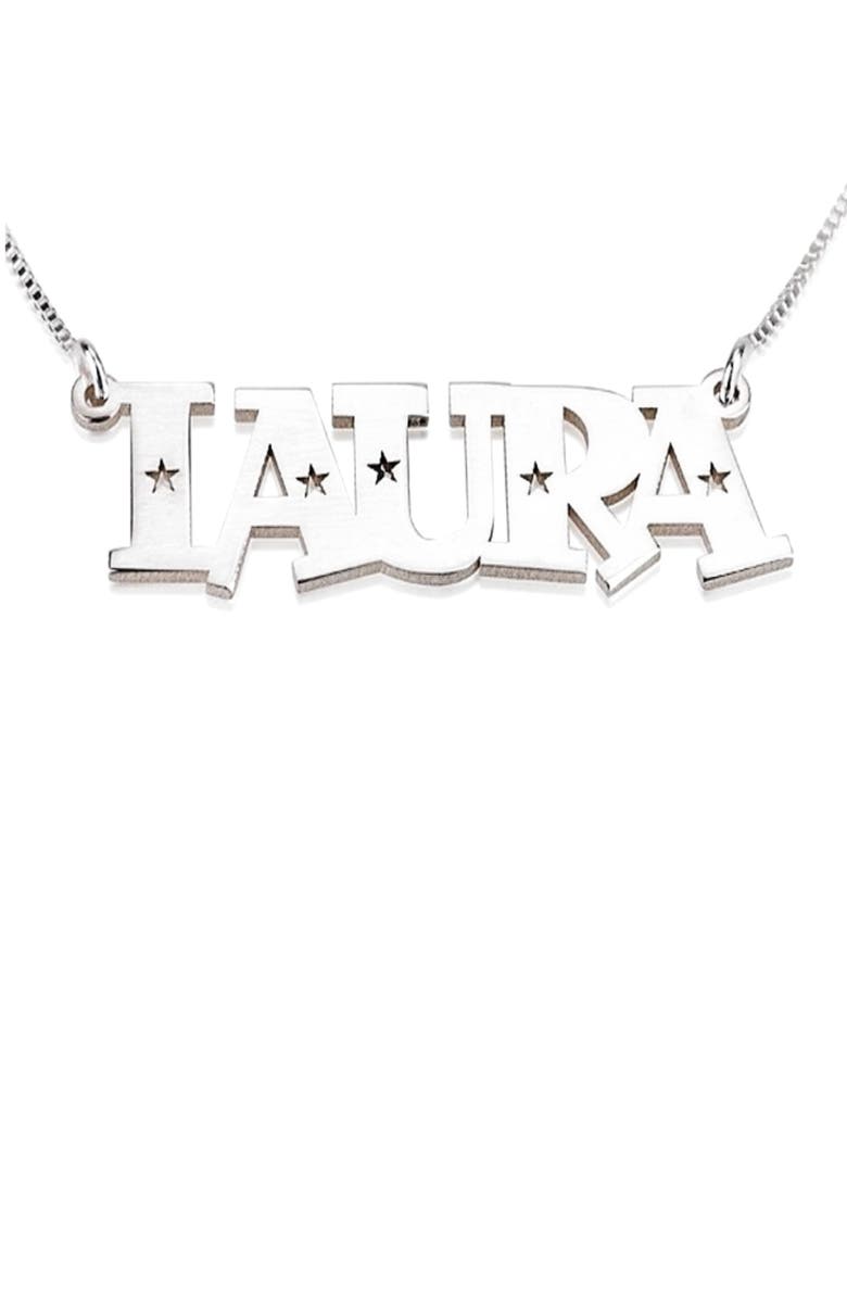 MELANIE MARIE Personalized Nameplate Necklace, Main, color, Sterling Silver