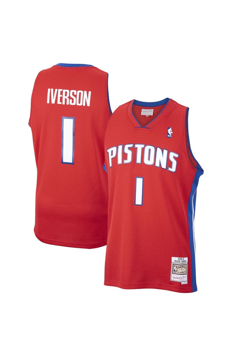 Mitchell & Ness Men's Mitchell & Ness Allen Iverson Red Detroit Pistons  2008/09 Hardwood Classics Swingman Jersey, Main, color, Red