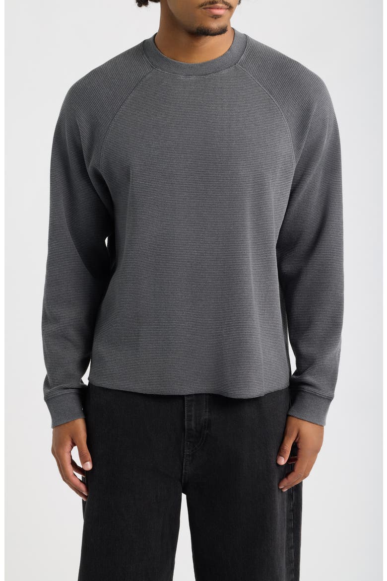 Boxy Thermal Cotton Blend Long Sleeve T-Shirt, Main, color, GREY MAGNET