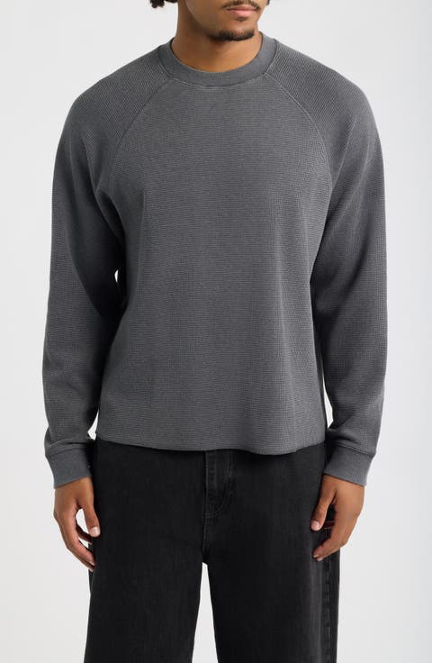 Boxy Thermal Cotton Blend Long Sleeve T-Shirt