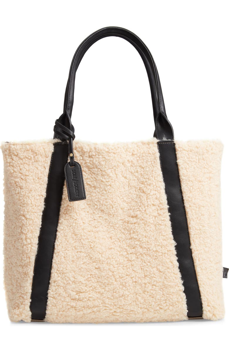 Sole Society Drury Faux Shearling Reversible Tote, Alternate, color,